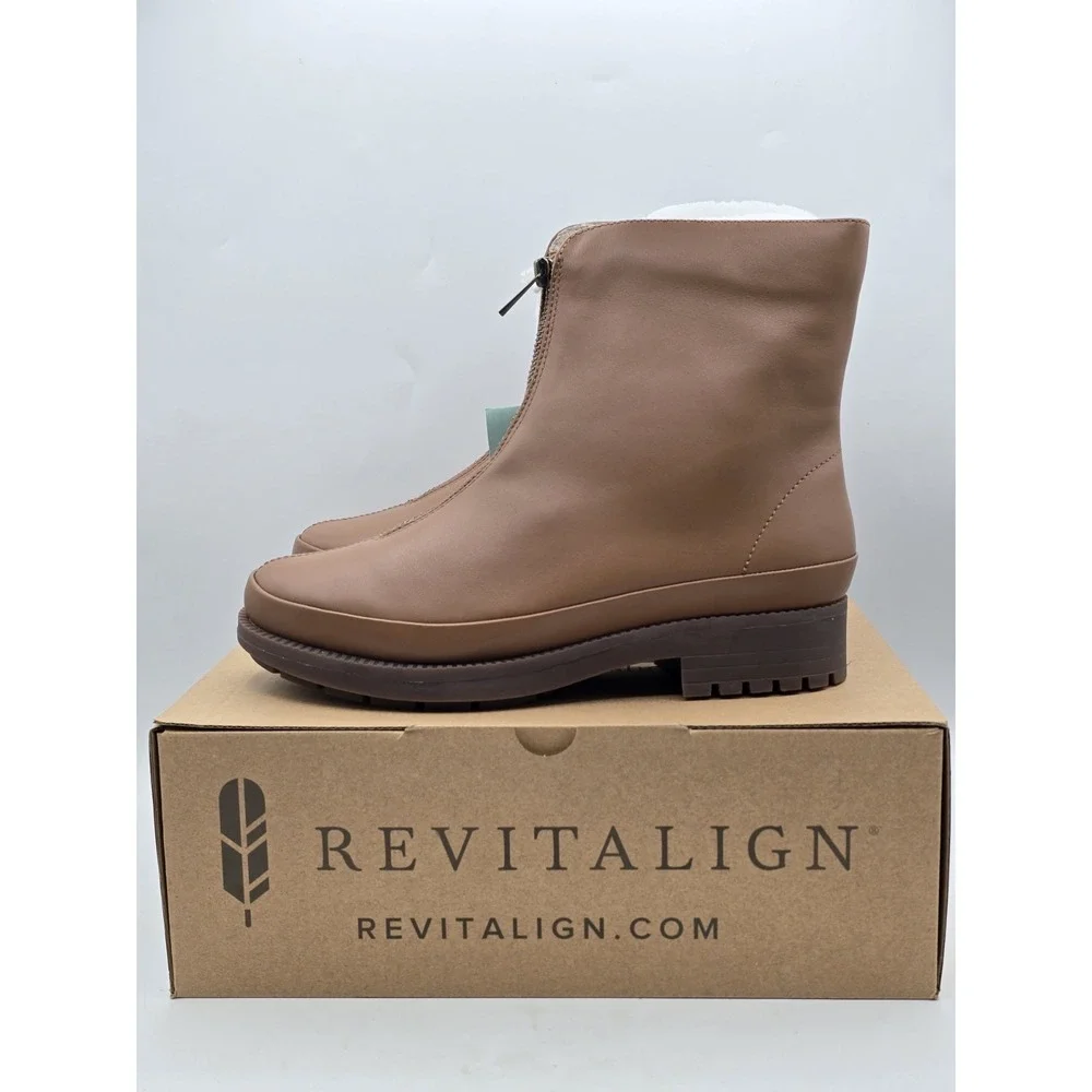 Womens‎ Size 9 D Leather Boots, Side Zip, Mercer, by Revitalign Orthotic - Tan